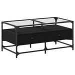 ZNTS Coffee Table with Glass Top Black 98.5x50x45 cm Steel 846044