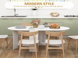 Folding Dining Table, Drop Leaf Table for Small Spaces, Oval Tabletop for Dining Room, Ash T3398P343529
