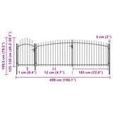 Garden Fence Gate Woerden with Spear Top 5x1.5 m Black 146324
