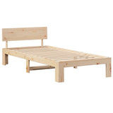 Bed Frame with Headboard Natural 90 x 190 cm Solid Pine Wood 872674