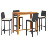 5 Piece Garden Bar Set Black Solid Wood Acacia and Poly Rattan 3295298