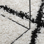 ZNTS Shaggy Rug PAMPLONA High Pile Modern Cream and Black 200x200 cm 375370