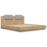 Bed Frame with Headboard with Storage Artisan Oak 200 x 200 cm 3416332