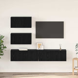 TV Cabinet Set 4 pcs Black Oak Engineered Wood 3393394