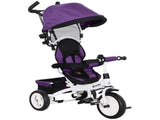 6 in 1 Kids Trike Push Bike w/ Push Handle, Canopy, 5-point Safety Belt, Storage, Footrest, Brake, T3398P348142