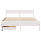 ZNTS Bed Frame without Mattress White 135x190 cm Double Solid Wood Pine 3301765