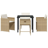 Garden Dining Set with Cushion 5 pcs Beige Poly Rattan 3379988