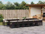13 Piece Garden Dining Set with Cushions Black Poly Rattan 3210942