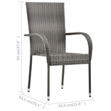 Dining Set Grey Solid acacia wood, PE rattan, Powder-coated steel 3067785