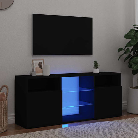 TV Cabinet with LED Lights Black 120x30x50 cm 804302