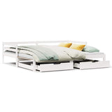 Daybed with Trundle and Drawers without Mattress White 80x200 cm 3302149