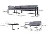 Three-Piece L Shaped Garden Furniture Set with Cushions - Grey T3398P323814