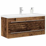 Bathroom Sink Cabinet with Drawer Wall-mounted 2 pcs Old Wood 3333130