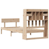 ZNTS Bookcase Bed without Mattress 90x190 cm Single Solid Wood Pine 3321820