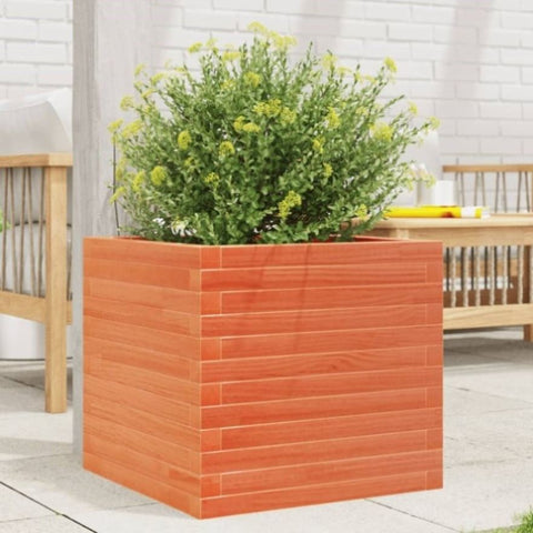 ZNTS Garden Planter Wax Brown 50x50x45.5 cm Solid Wood Pine 847245