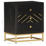 ZNTS Bedside Cabinet Black and Gold 40x30x50 cm Solid Mango Wood 286517