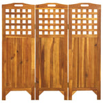 ZNTS 3-Panel Room Divider 121x2x120 cm Solid Acacia Wood 311877