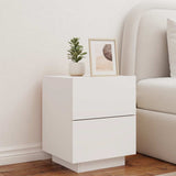 Bedside Cabinets with LED Lights 2 pcs White Engineered Wood 836736
