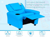 Kids Recliner Chair, PU Leather with Adjustable Backrest, Footrest, Padded Headrest, Blue T3398P348592