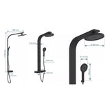 ZNTS SCHÜTTE Overhead Shower Set with Thermostatic Tray SAMOA RAIN Matte Black 446561