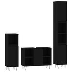 ZNTS 3 Piece Bathroom Furniture Set Black Engineered Wood 3190300