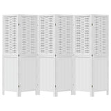 Room Divider 6 Panels White Solid Wood Paulownia 358729