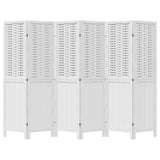 Room Divider 6 Panels White Solid Wood Paulownia 358729