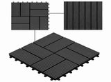 Decking Tile 11 pcs Black 30 x 30 cm WPC 42046676