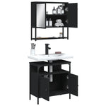 ZNTS 2 Piece Bathroom Furniture Set Black Engineered Wood 3214655