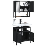 ZNTS 2 Piece Bathroom Furniture Set Black Engineered Wood 3214655