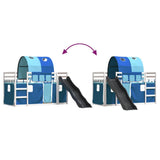 Bunk Bed without Mattress with Slide and Curtains Blue 80x200 cm 3284147