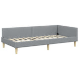 Corner Bed Frame with Headboard Light Grey 90 x 190 cm Fabric 42016109