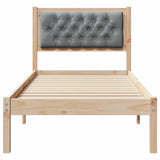 Bed Frame with Headboard Light Grey 75 x 190 cm Solid Pine Wood 878229