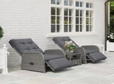 2 Seater Patio Rattan Wicker Chaise Lounge Sofa Set w/ Cushion for Patio Garden Porch, Grey T3398P315417