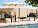 Outdoor Furniture Set 3 pcs Grey and Dark Grey Poly Rattan 42025348