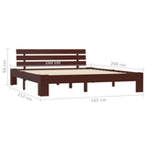 Bed Frame without Mattress Dark Brown Solid Pine Wood 160x200 cm 283176