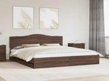 Bed Frame with Drawer Brown Oak 200 x 200 cm Engineer Wood 3413386