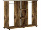 Open Wardrobe Double Mobile Storage Shelves Organizer W/6 Wheels-Rustic Brown T3398P328096