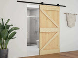 Sliding Door 80 x 210 cm Solid Pine Wood Natural and Black 3444854