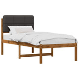 Bed Frame with Upholstered Headboard Natural and Dark Grey 904445