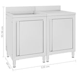 Commercial Kitchen Sink Cabinet Stainless Steel 120x60x96 cm 3058270
