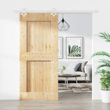 Sliding Door with Hardware Set 90x210 cm Solid Wood Pine 3203188
