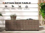 90 x 50cm Glass-Top Rattan Side Table - Brown T3398P327966