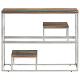 Console Table Silver Stainless Steel and Solid Wood Reclaimed 350016