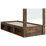 Bed Frame with Storage and Headboard Smoked Oak 100 x 200 cm 3414247