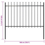 ZNTS Garden Fence with Spear Top Steel 1.7x1.2 m Black 144926