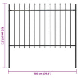 ZNTS Garden Fence with Spear Top Steel 1.7x1.2 m Black 144926