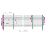Fence Panel with Posts Iron 867x200 cm Green 278683