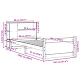 Bookcase Bed without Mattress 90x190cm Single Solid Wood Pine 3322449