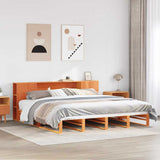 Bookcase Bed without Mattress Wax Brown 200x200 cm Solid Wood 3323889